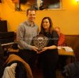 Club Chairman Michael Hardy presents Joan Belton with the Mullaghan Shield on behalf of this years winners 'Frankies Storm'