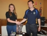 Club Chairman Michael Hardy acknowledges Therese Mullaghan from Mullaghan’s Bar as main sponsor 